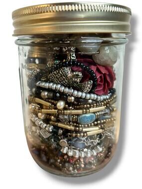 Jewelry Jar Earth Tones Feminine Layering Jewelry Mixed Lot Blue Green Brown